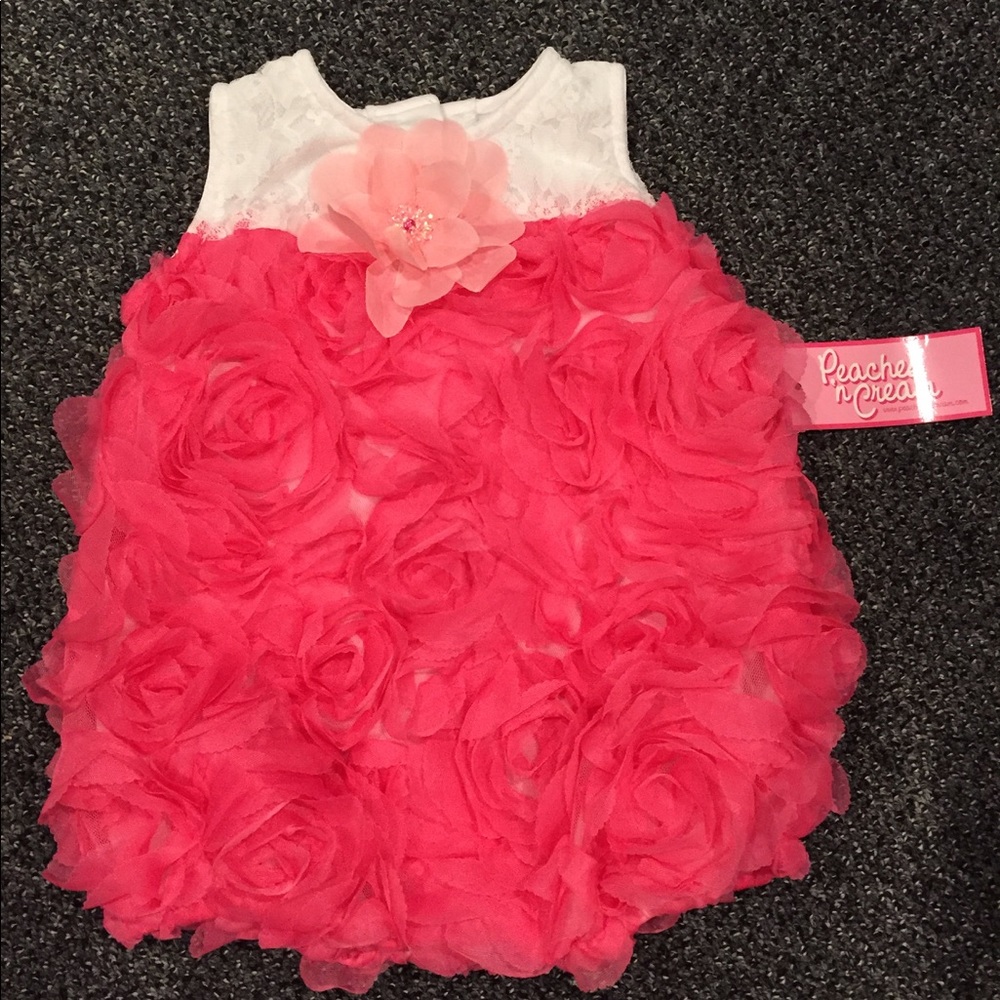 Rosette and lace romper